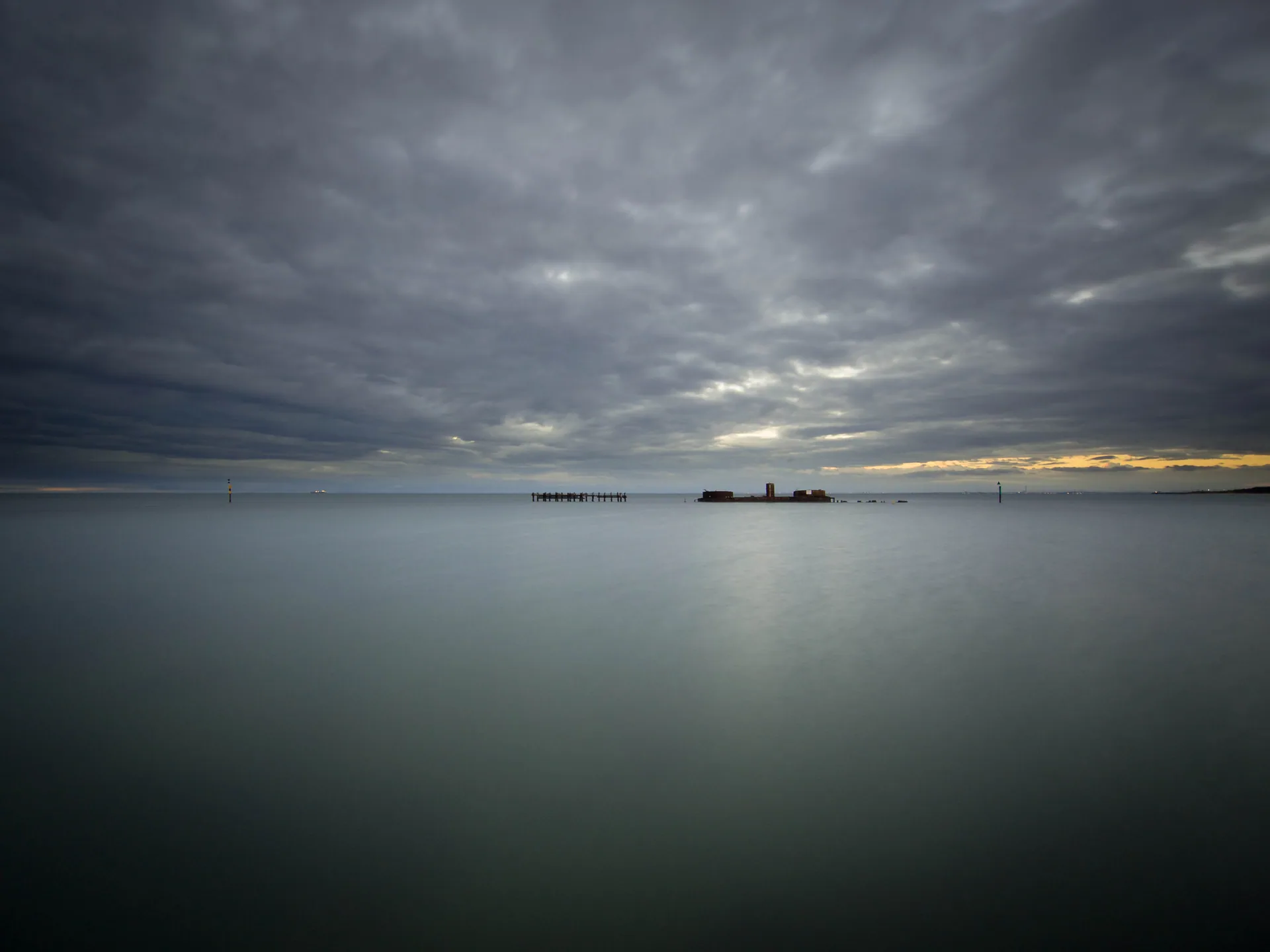 HMVS Cerberus wreck at dusk in Half Moon Bay, Black Rock, Victoria